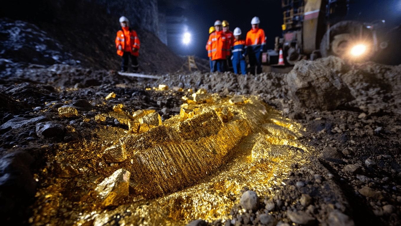 Close-up of gold nuggets, illustrating China’s reported discovery of a massive underground gold deposit in Hunan Province