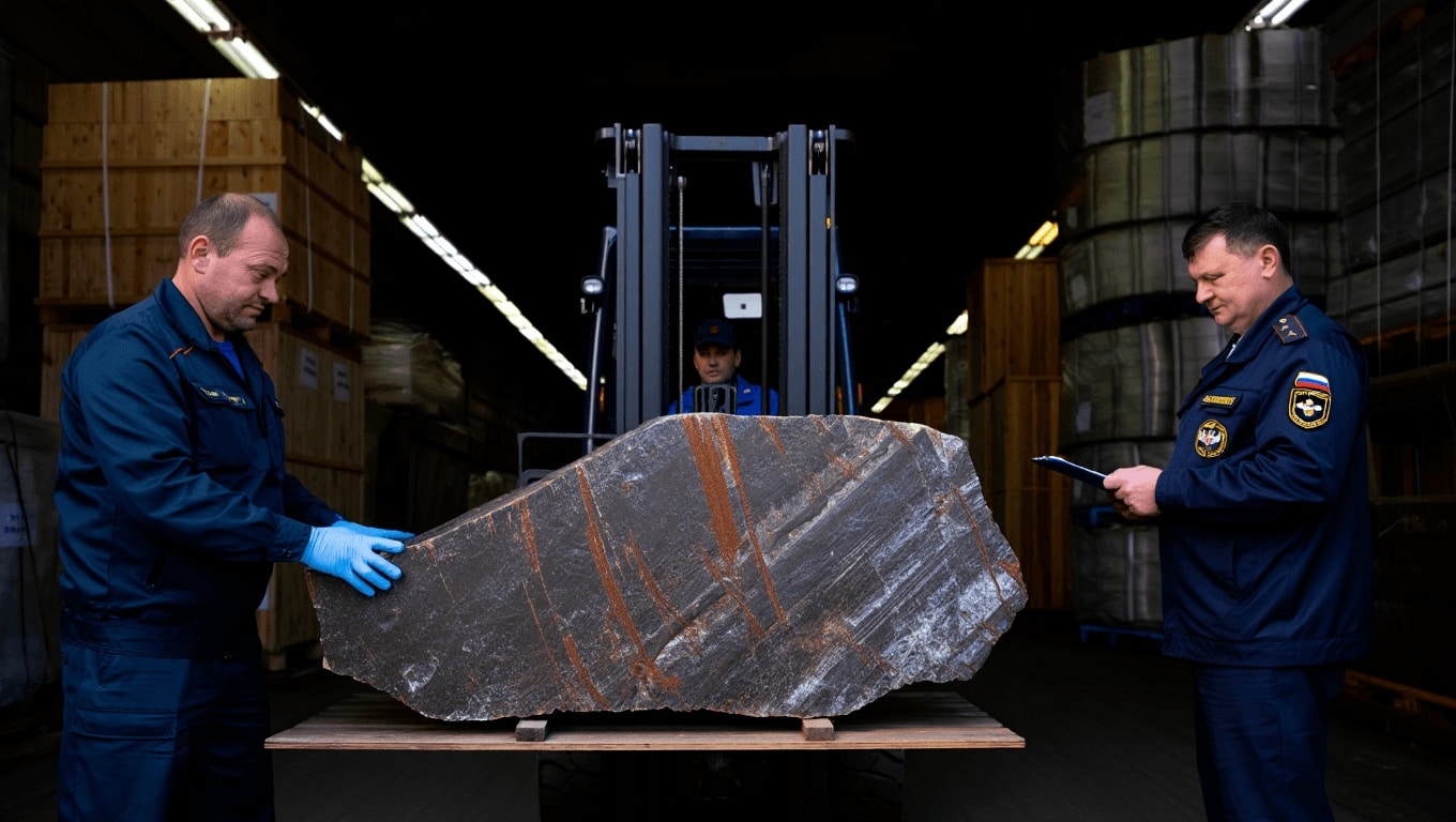 Large fragment of the Aletai iron meteorite seized by Russian customs after smugglers attempted to export it as a garden sculpture.