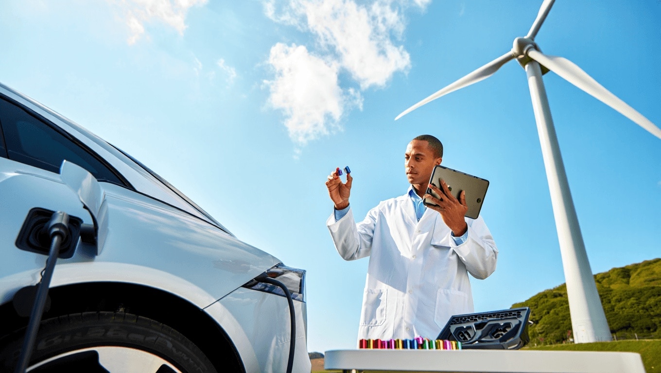 A close-up of a high-efficiency magnet used in electric vehicle motors and wind turbines, designed without rare earth elements.