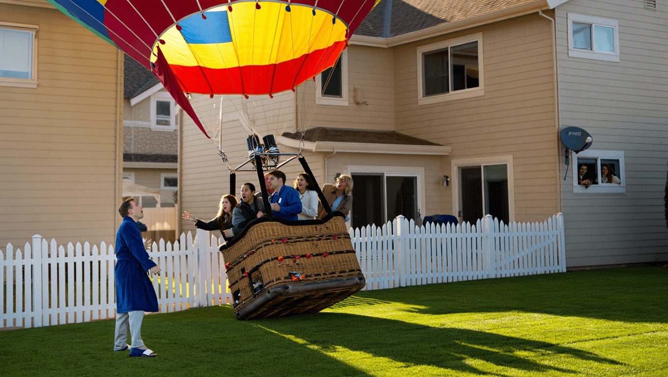 A Hot Air Balloon Carrying 13 People Landed in a Random Couple’s Backyard, and the Video Is Pretty Wild