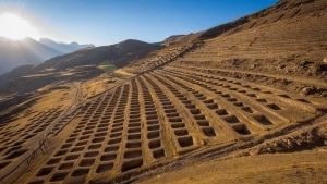 Band of Holes at Monte Sierpe in Peru showing thousands of pits carved into a hillside linked to ancient trade
