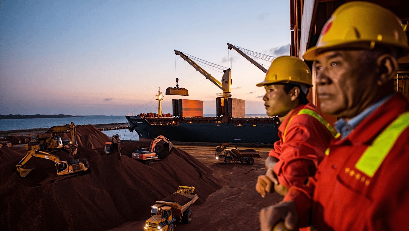 Iron ore transport and export operations linked to Guinea’s Simandou mining project and Chinese steel supply