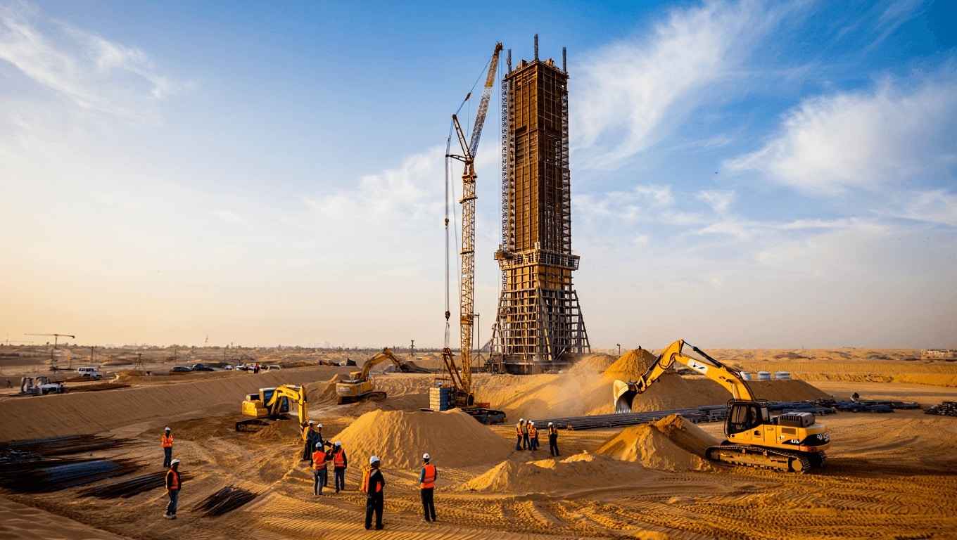 The Iconic Tower rising above the Central Business District in Egypt’s New Administrative Capital, a massive urban development project in the desert.